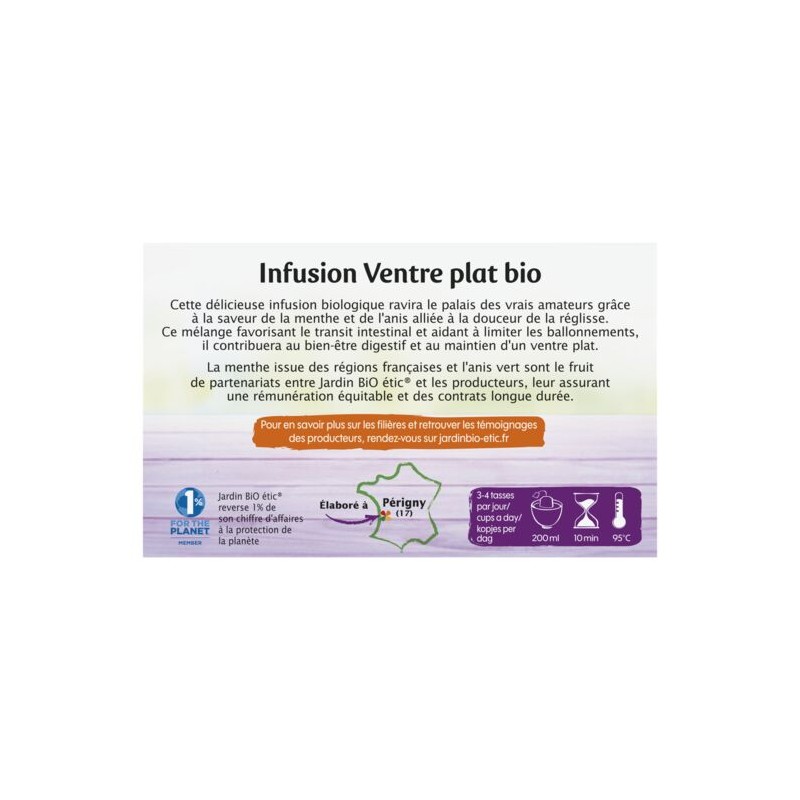 Infusion Ventre Plat Bio Jardin Bio Etic La Bo Te De Sachets