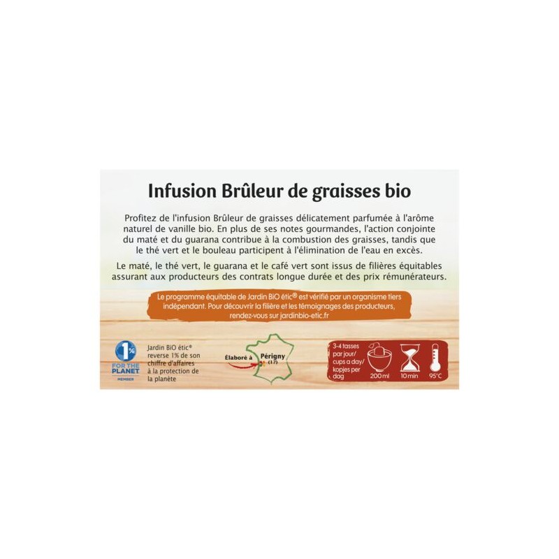 Infusion Br Leur De Graisses Bio Jardin Bio Etic La Bo Te De Sachets