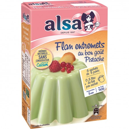 Alsa pistachio dessert flan preparation