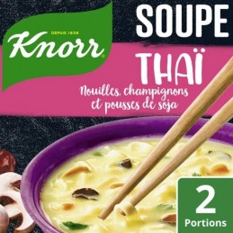 Soupe déshydratée Thaï nouilles champignons pousses de soja KNORR
le sachet de 69 g
