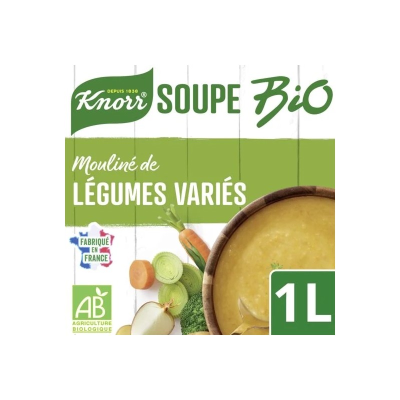 Soupe moulinée de legumes varies bio KNORR la brique de 1 L