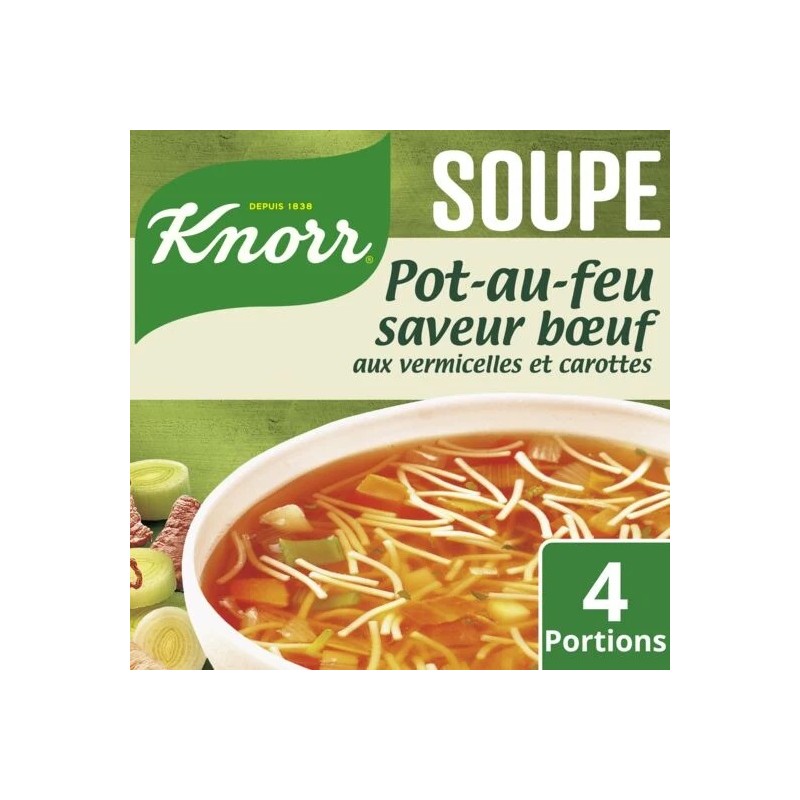 Soupe déshydratée pot au feu vermicelles et carottes KNORR le sachet de 55 g