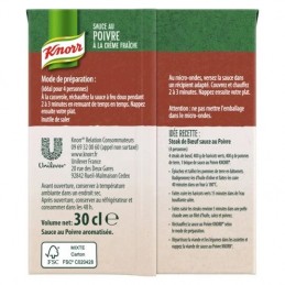 Sauce Poivre Crème Fraîche KNORR la brique de 30 cl