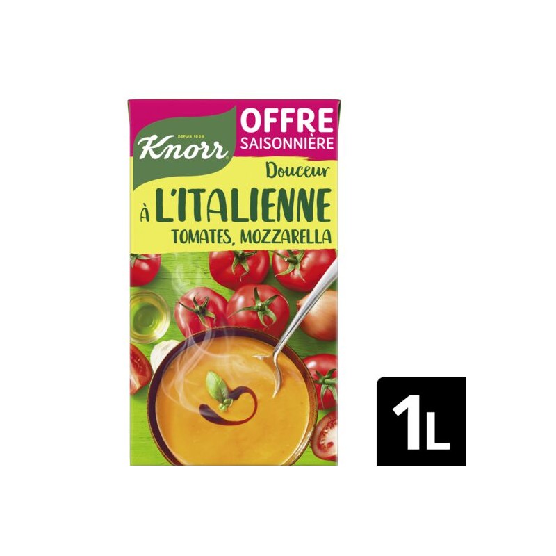 Soupe Liquide Douceur à l'italienne tomates mozzarella KNORR
la brique de 1L