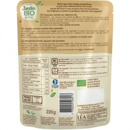 Plat cuisiné couscous aux légumes du soleil Bio JARDIN BIO ETIC le sachet de 220g