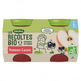 Blédina Les Récoltes Bio Pot Compote Pommes Fraises +4m 2 x 130g