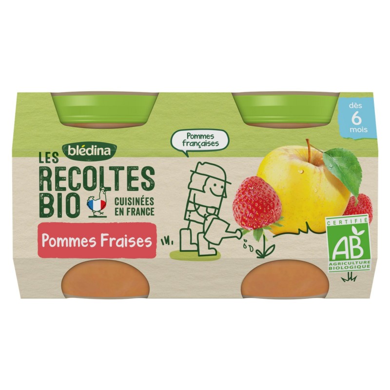 Compotes Bebe Bio Pommes Fraises Des 6 Mois Bledina