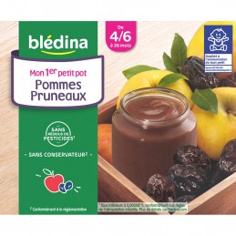 BLEDINA Petit pot dessert pommes pruneaux dès 4/6 mois 4x130g