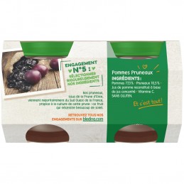 BLEDINA POT FRUITS 4x130g Pommes Pruneaux - Dès 4/6 mois - Drive Z